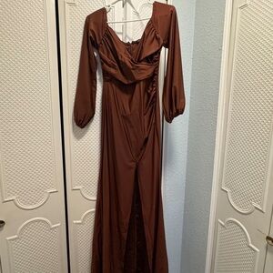 Fashion Nova Chocolate Long Sleeve Dress